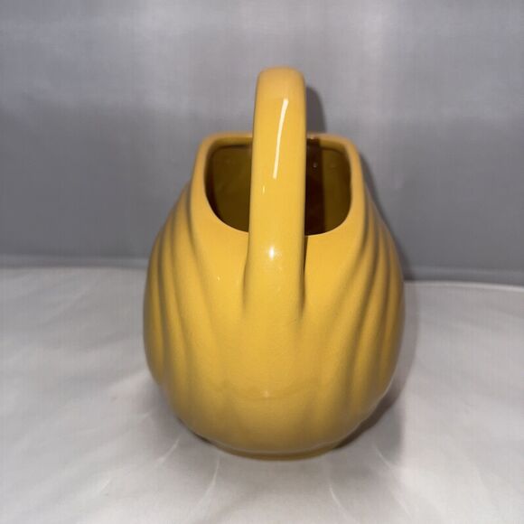 Over and Back Yellow Ware Ceramic Pitcher Disc Design Glazed Bottom Marked - Picture 4 of 8